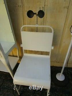 Vintage White Enamel Medical / Dental Cabinet Chair Light Magnifier Lot