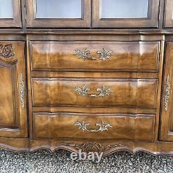 Vintage White Furniture Co. French Country China Cabinet Hand Carved Lighted