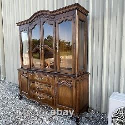Vintage White Furniture Co. French Country China Cabinet Hand Carved Lighted