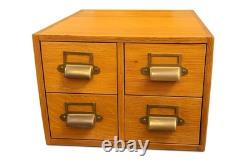 Vintage Wood Card Catalog 4 Drawer Tiger Oak Library Desk File Cabinet