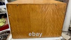 Vintage Wood Card Catalog 4 Drawer Tiger Oak Library Desk File Cabinet