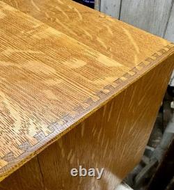 Vintage Wood Card Catalog 4 Drawer Tiger Oak Library Desk File Cabinet