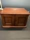 Vintage Wood Flat File Cabinet 4 Felt Lined Drawers Brass Hardware