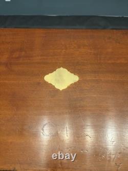 Vintage Wood Flat File Cabinet 4 Felt Lined Drawers Brass Hardware