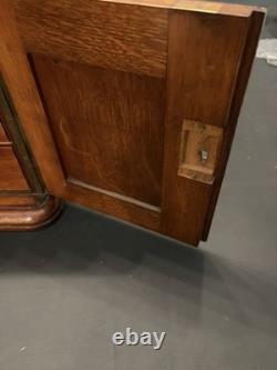 Vintage Wood Flat File Cabinet 4 Felt Lined Drawers Brass Hardware