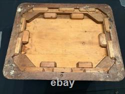 Vintage Wood Flat File Cabinet 4 Felt Lined Drawers Brass Hardware