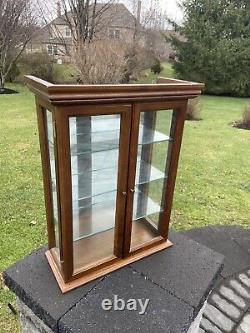 Vintage Wood Glass Door Table Top Wall Hanging Display Curio Cabinet 3 Shelf 26