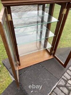 Vintage Wood Glass Door Table Top Wall Hanging Display Curio Cabinet 3 Shelf 26