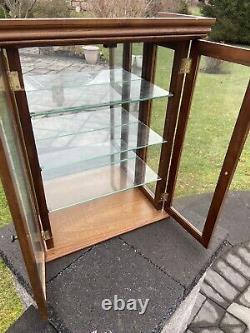 Vintage Wood Glass Door Table Top Wall Hanging Display Curio Cabinet 3 Shelf 26