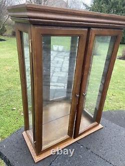 Vintage Wood Glass Door Table Top Wall Hanging Display Curio Cabinet 3 Shelf 26