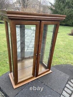 Vintage Wood Glass Door Table Top Wall Hanging Display Curio Cabinet 3 Shelf 26