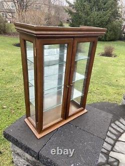 Vintage Wood Glass Door Table Top Wall Hanging Display Curio Cabinet 3 Shelf 26