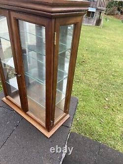 Vintage Wood Glass Door Table Top Wall Hanging Display Curio Cabinet 3 Shelf 26