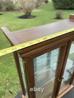 Vintage Wood Glass Door Table Top Wall Hanging Display Curio Cabinet 3 Shelf 26