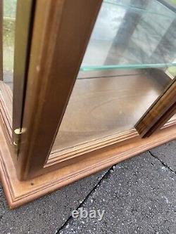 Vintage Wood Glass Door Table Top Wall Hanging Display Curio Cabinet 3 Shelf 26