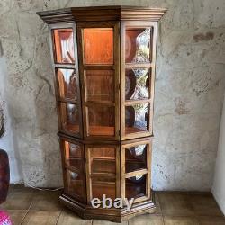 Vintage Wood & Glass Illuminated Display Cabinet