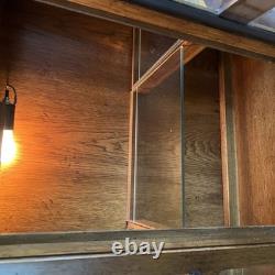 Vintage Wood & Glass Illuminated Display Cabinet