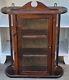 Vintage Wood Glass Table Top Wall Hanging Display Curio Cabinet 3 Shelf Display