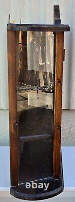 Vintage Wood Glass Table Top Wall Hanging Display Curio Cabinet 3 Shelf Display