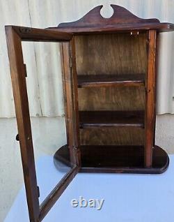 Vintage Wood Glass Table Top Wall Hanging Display Curio Cabinet 3 Shelf Display