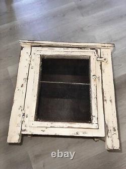 Vintage Wood Pie Safe Latch Cabinet French Primitive Farmhouse Painted