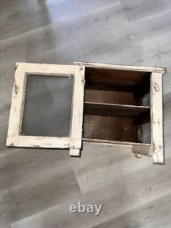 Vintage Wood Pie Safe Latch Cabinet French Primitive Farmhouse Painted