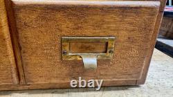 Vintage Wood Shaw Walker Card Catalog 2 Drawer Tiger Oak Library File Cabinet