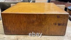 Vintage Wood Shaw Walker Card Catalog 2 Drawer Tiger Oak Library File Cabinet