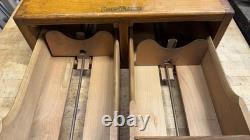 Vintage Wood Shaw Walker Card Catalog 2 Drawer Tiger Oak Library File Cabinet