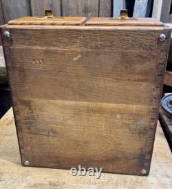 Vintage Wood Shaw Walker Card Catalog 2 Drawer Tiger Oak Library File Cabinet