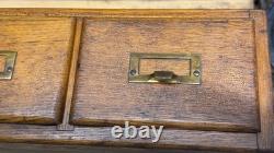 Vintage Wood Shaw Walker Card Catalog 2 Drawer Tiger Oak Library File Cabinet