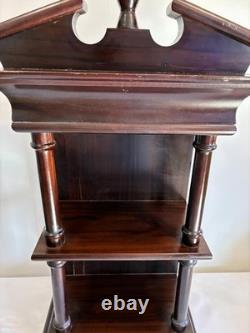 Vintage Wood Shelf Stand Display Cabinet Colonial Style 28 Tall