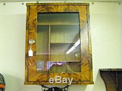 Vintage Wood and Glass Wall Medicine Display Cabinet
