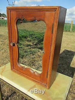 Vintage Wood medicine Apothecary Cabinet Special Shaped Glass mirror