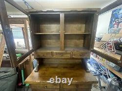 Vintage Wooded 2-Piece Hutch. Missing glass on doors