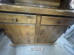 Vintage Wooded 2-Piece Hutch. Missing glass on doors