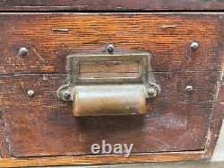 Vintage Wooden 2 Drawer Library Card Catalog Box Index File Cabinet