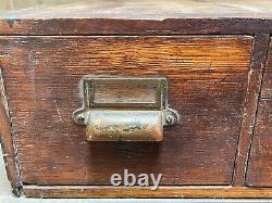 Vintage Wooden 2 Drawer Library Card Catalog Box Index File Cabinet