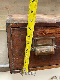 Vintage Wooden 2 Drawer Library Card Catalog Box Index File Cabinet