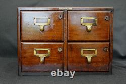 Vintage Wooden 4 Drawer File Case