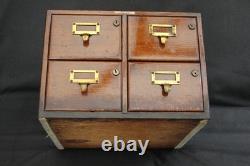 Vintage Wooden 4 Drawer File Case
