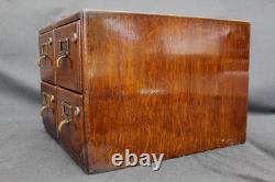 Vintage Wooden 4 Drawer File Case