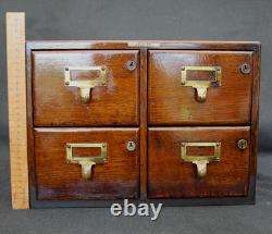 Vintage Wooden 4 Drawer File Case