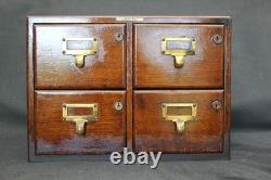 Vintage Wooden 4 Drawer File Case