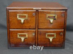 Vintage Wooden 4 Drawer File Case