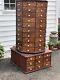 Vintage Wooden Antique Rotating Octagon Hardware Store Cabinet
