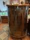 Vintage Wooden Curved Glass China Cabinet