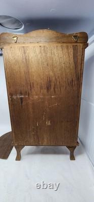Vintage Wooden Curved Glass Curio Cabinet Display Case 1970s. NeedsNewLatchknob