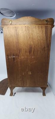 Vintage Wooden Curved Glass Curio Cabinet Display Case 1970s. NeedsNewLatchknob