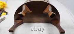 Vintage Wooden Curved Glass Curio Cabinet Display Case 1970s. NeedsNewLatchknob